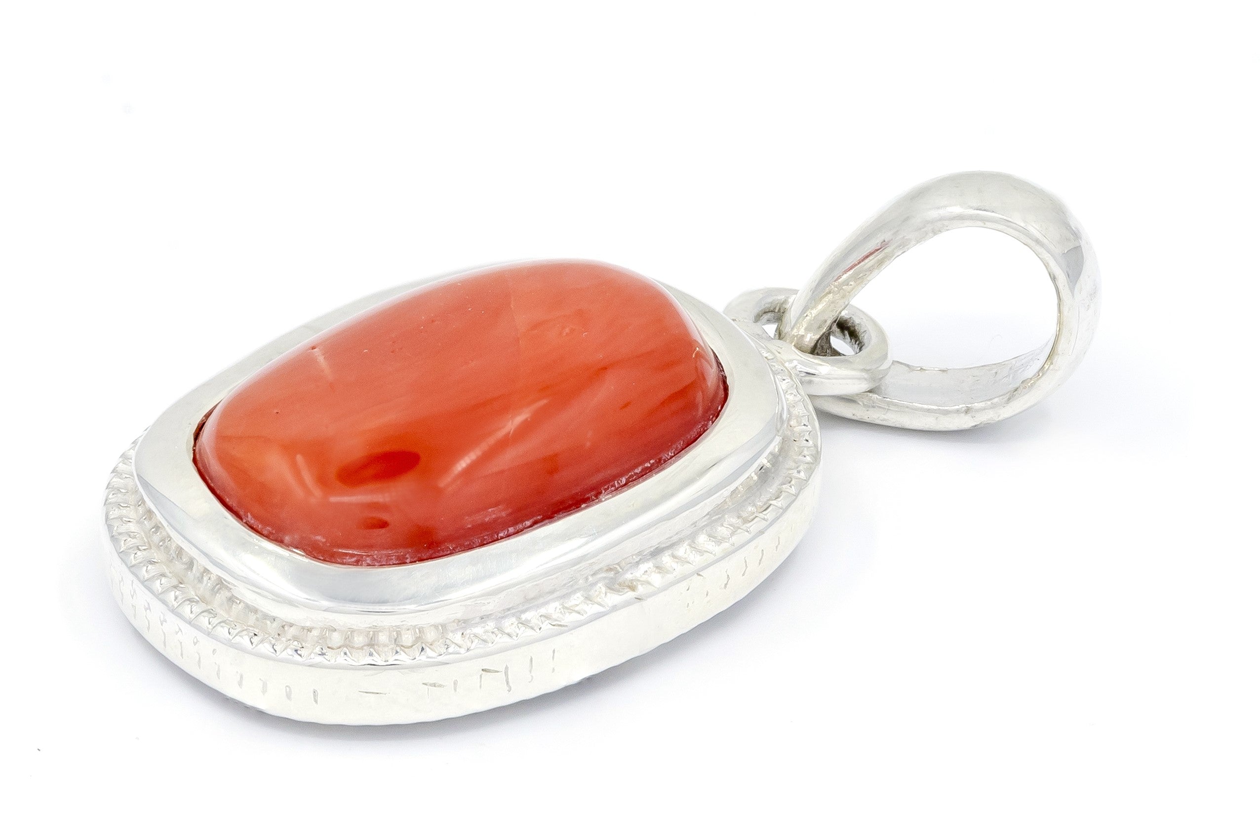 Moraebi Halo Pendant 26 — Natural Red Coral (Moonga) Skin-Touch Rashi Ratna Pendant