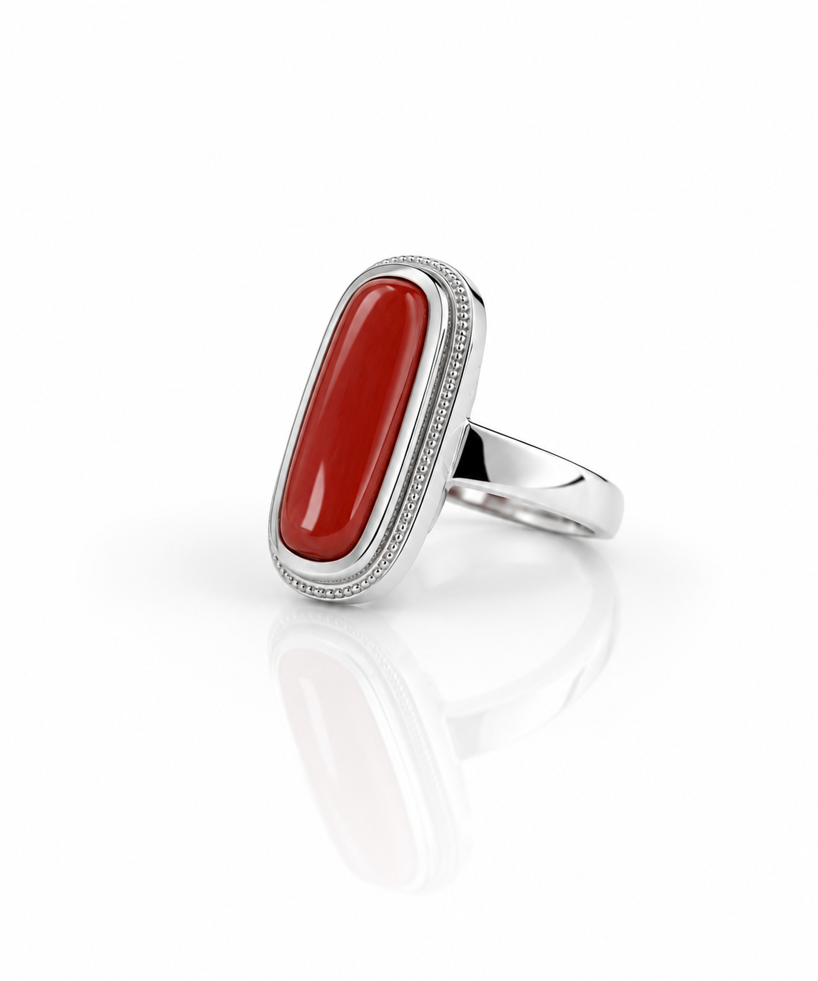 Moraebi Cabochon 20 — Natural Red Coral (Moonga) Skin-Touch Rashi Ratna Ring