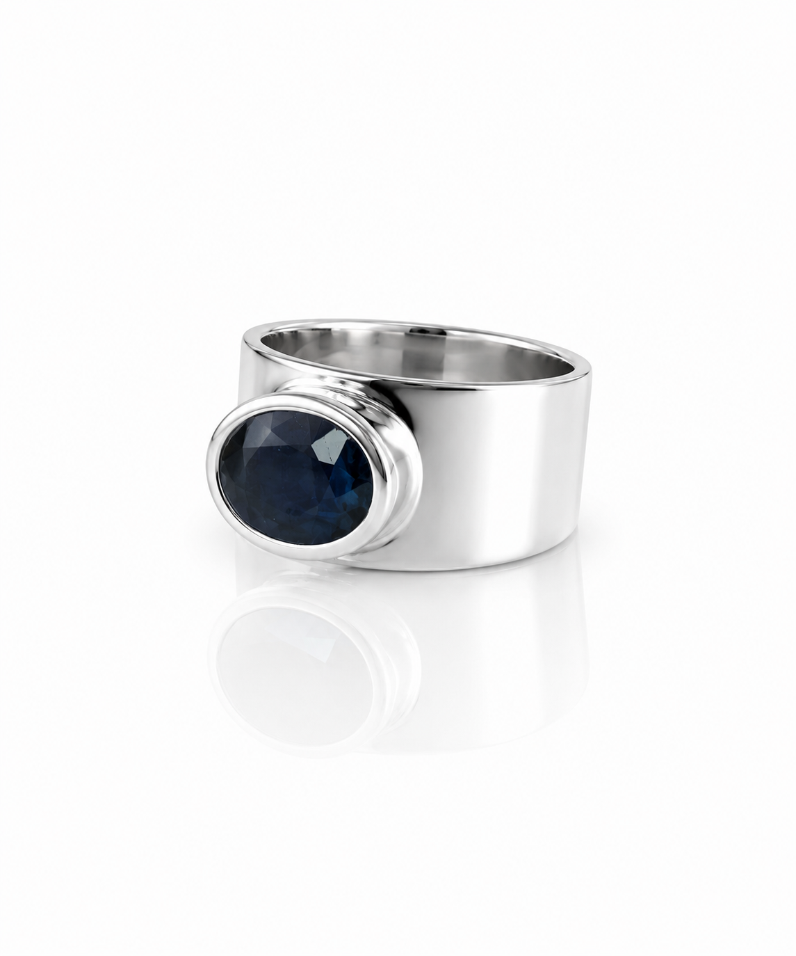 Moraebi Wide Band 22 — Natural Blue Sapphire (Neelam) Skin-Touch Rashi Ratna Ring