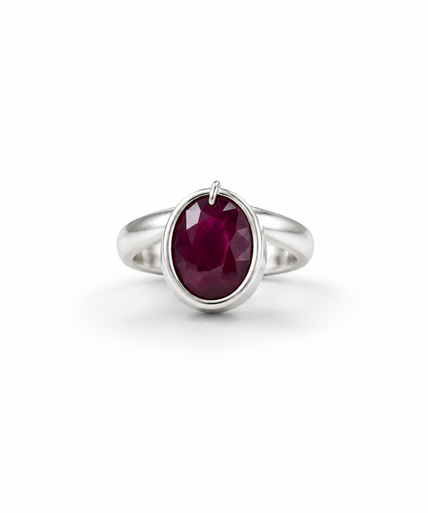 Moraebi Solitaire 09 — Natural Ruby (Manik) Skin-Touch Rashi Ratna Ring