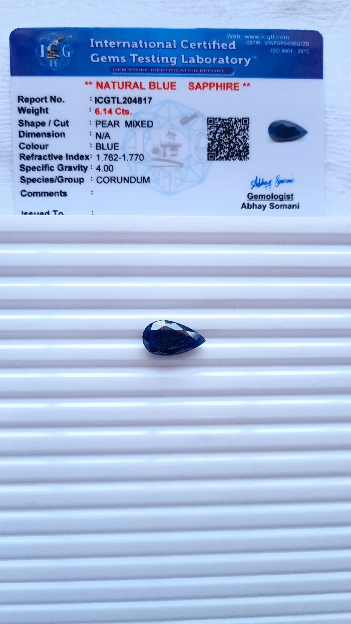 Natural Blue Sapphire — 6.69 ratti, Untreated , Unheated |BS-4817