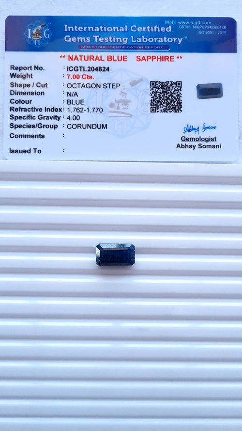 Blue Sapphire (nilam) —  ratti 7.63, Untreated , Unheated | BS 4824