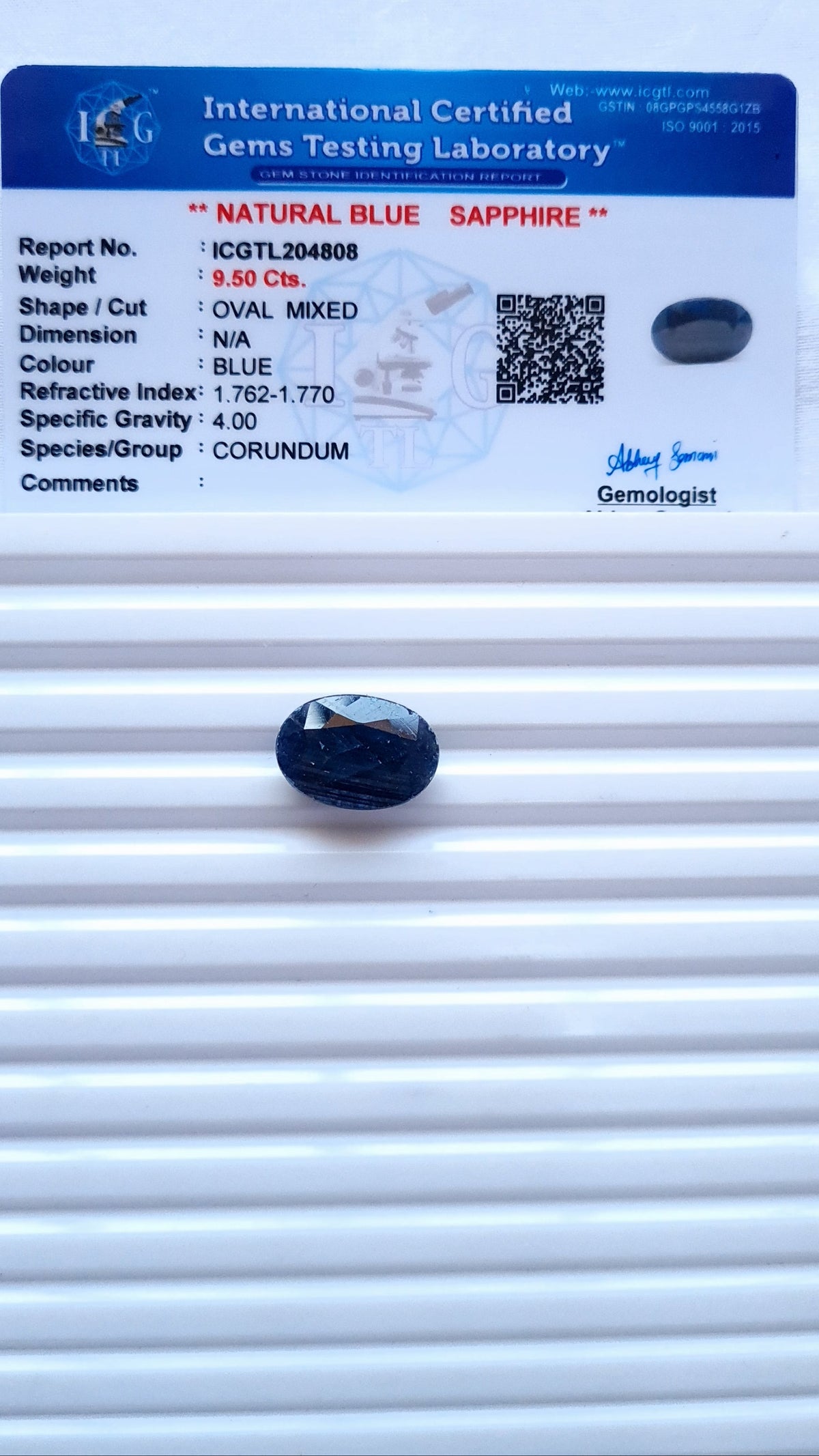 Natural Blue Sapphire — 10.35 ratti, Untreated , Unheated |BS-4808