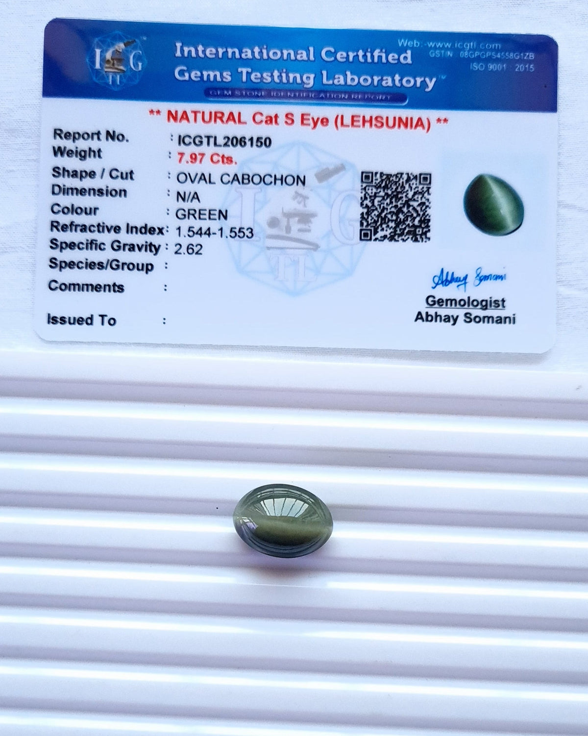 Cat's Eye (Lehsunia) — 8.68 ratti, Untreated, Unheated | CE-6150