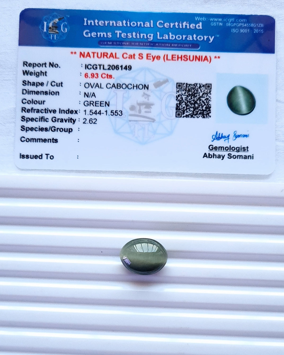 Cat's Eye (लहसुनिया) — 7.55 ratti, Untreated, Unheated | CE-6149