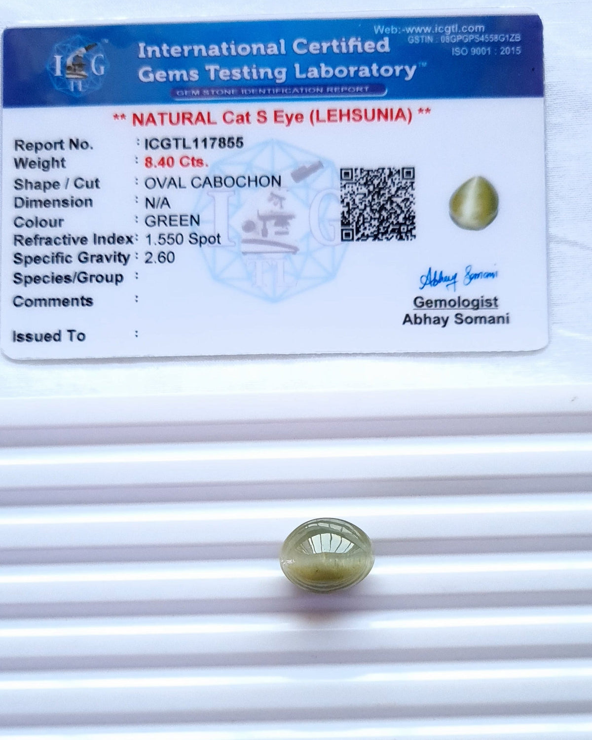 Cat's Eye (Lehsunia) —  9.15 ratti, Untreated, Unheated | CE-7855