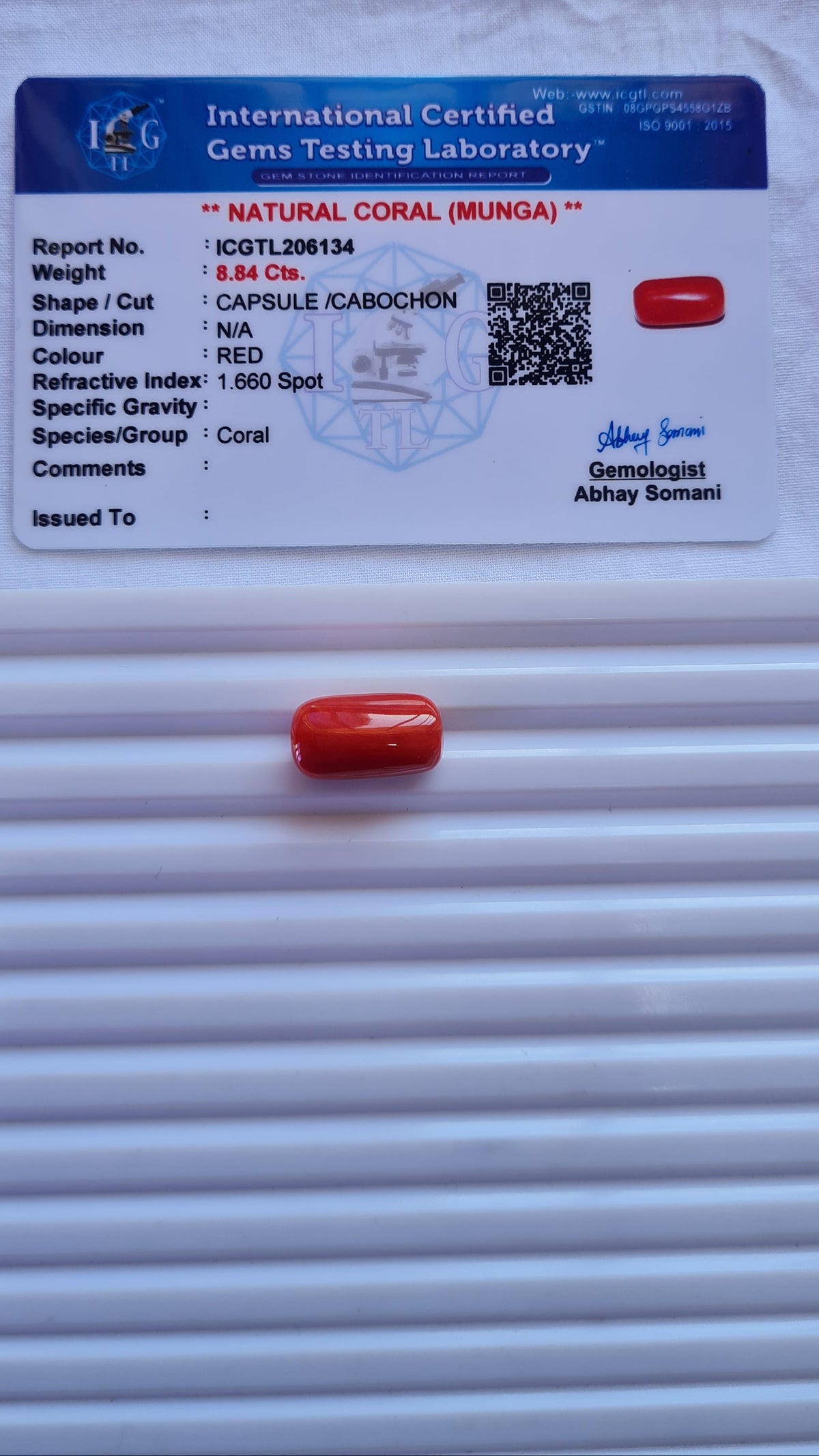 Natural Coral (Munga) —  ratti 9.63, Untreated , Unheated | RC 6134