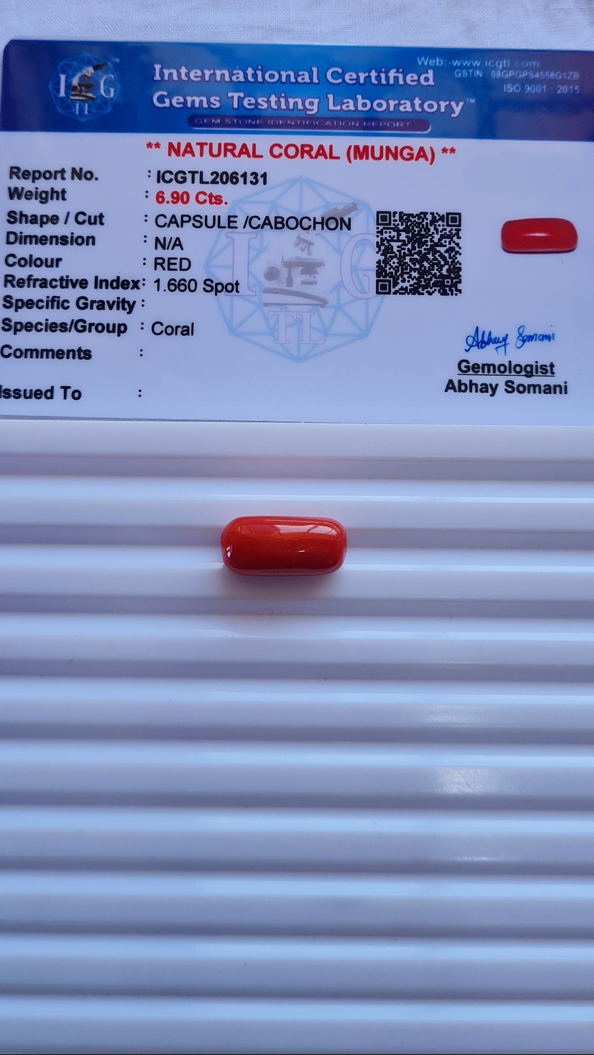 Natural Coral (Munga) —  ratti 7.52, Untreated , Unheated | RC 6131
