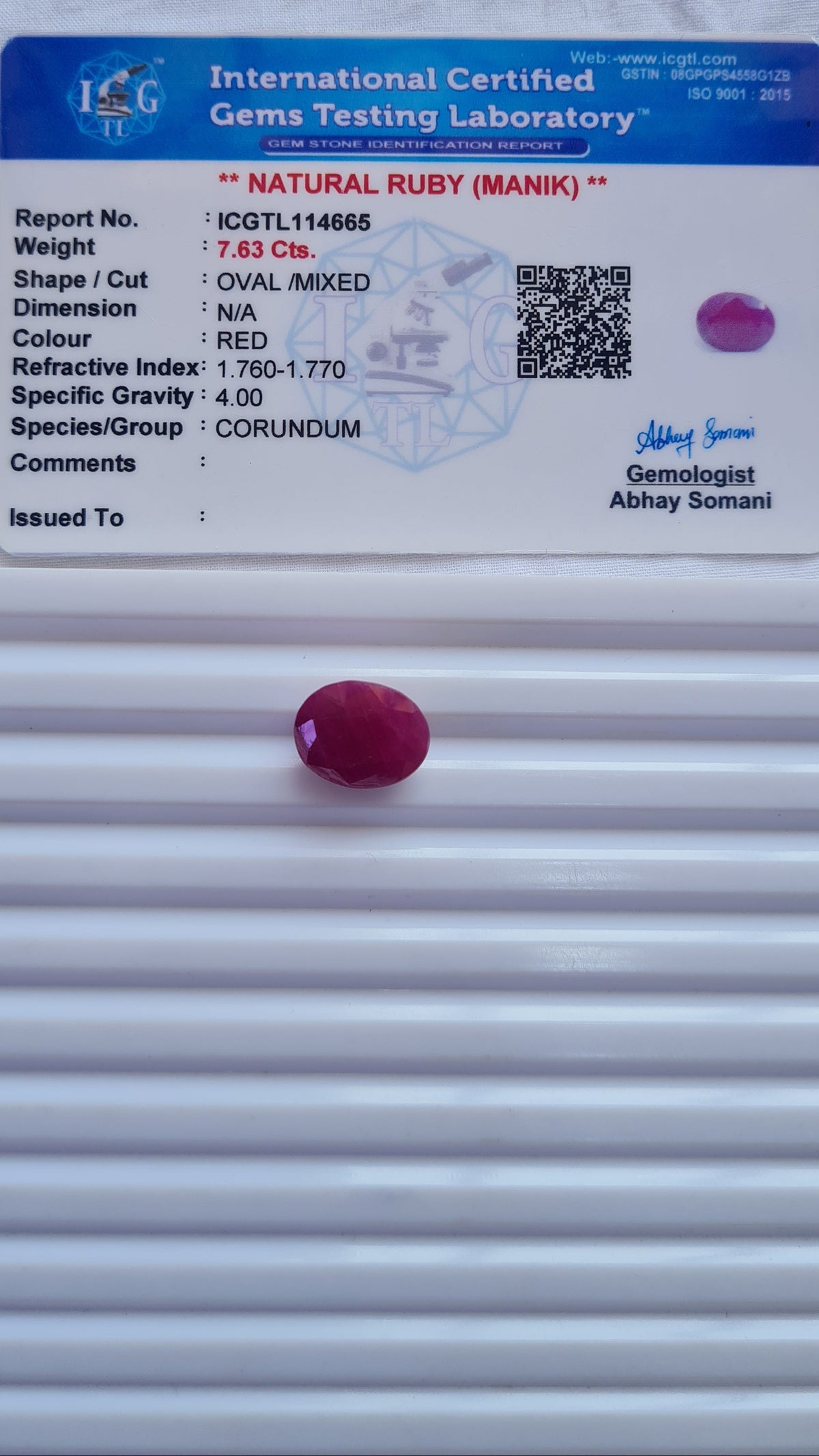 Ruby — 8.31 ratti, Untreated , Unheated|RB-4665