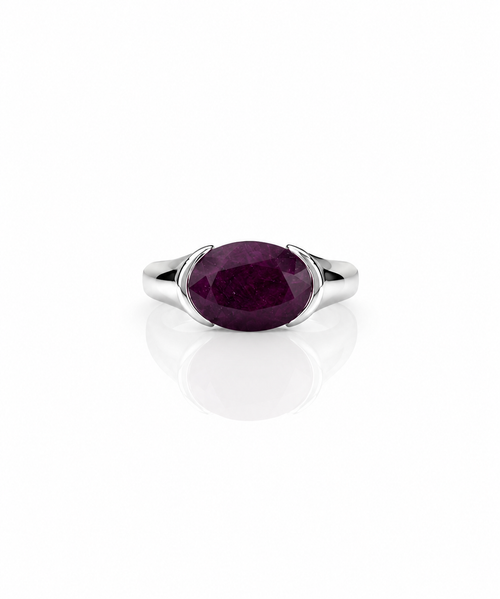 Moraebi Bold Signet 21 — Natural Ruby (Manik) Skin-Touch Rashi Ratna Ring