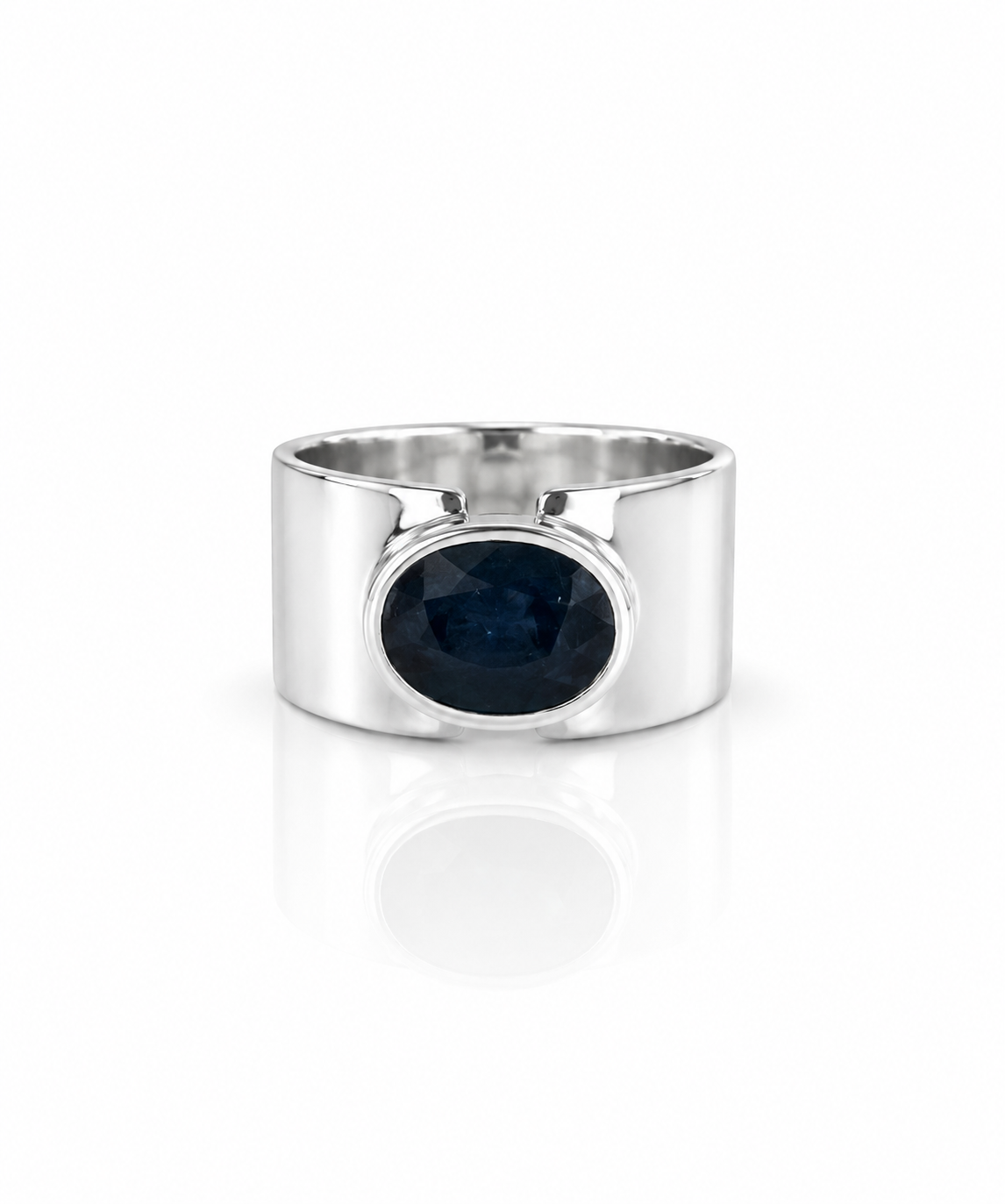 Moraebi Wide Band 22 — Natural Blue Sapphire (Neelam) Skin-Touch Rashi Ratna Ring