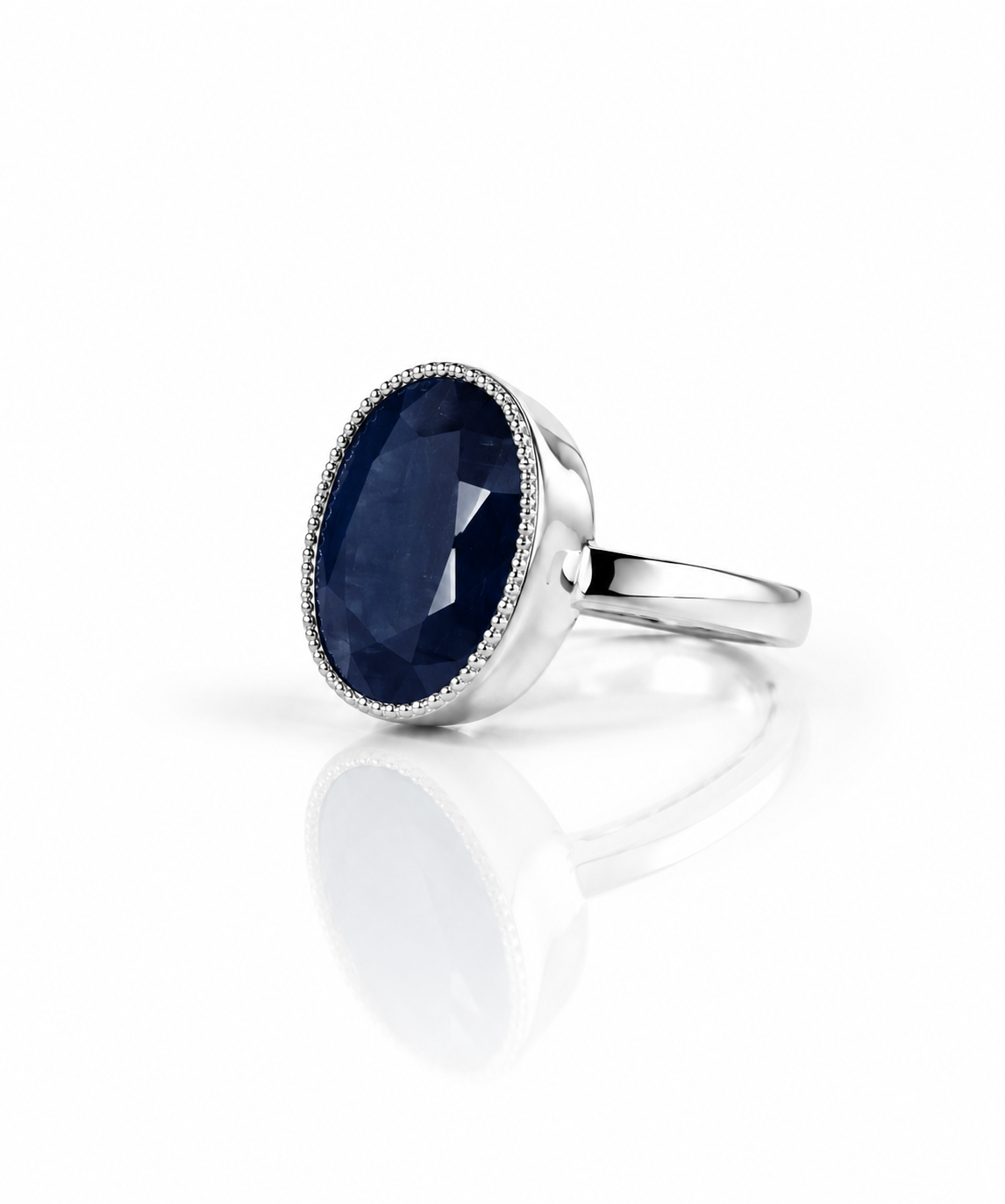 Moraebi Milgrain 14 — Natural Blue Sapphire (Neelam) Skin-Touch Rashi Ratna Ring
