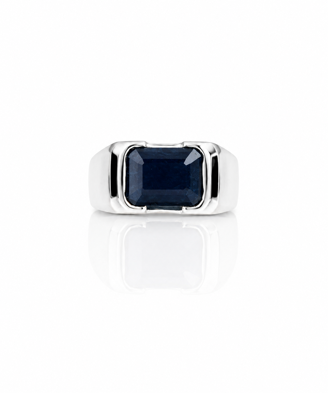 925 Silver Ring Featuring a Rectangular Natural Neelam Gemstone