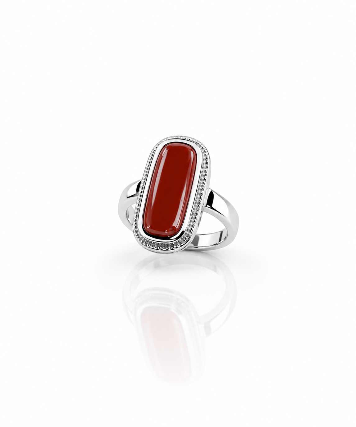 Moraebi Cabochon 20 — Natural Red Coral (Moonga) Skin-Touch Rashi Ratna Ring