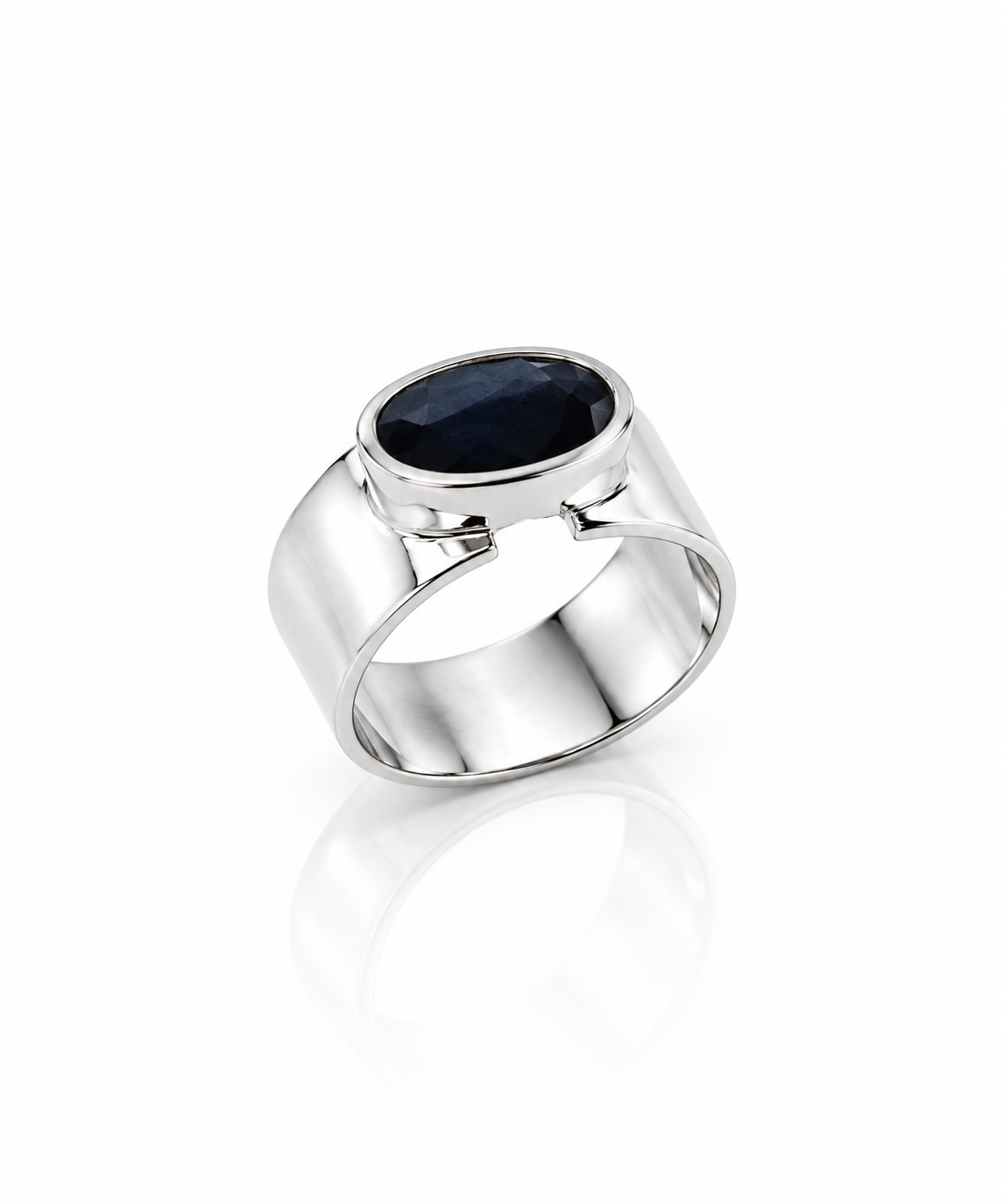 Moraebi Wide Band 22 — Natural Blue Sapphire (Neelam) Skin-Touch Rashi Ratna Ring