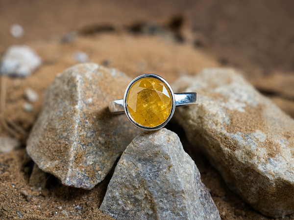Moraebi Bezel 01 — Natural Yellow Sapphire (Pukhraj) Skin-Touch Rashi Ratna Ring