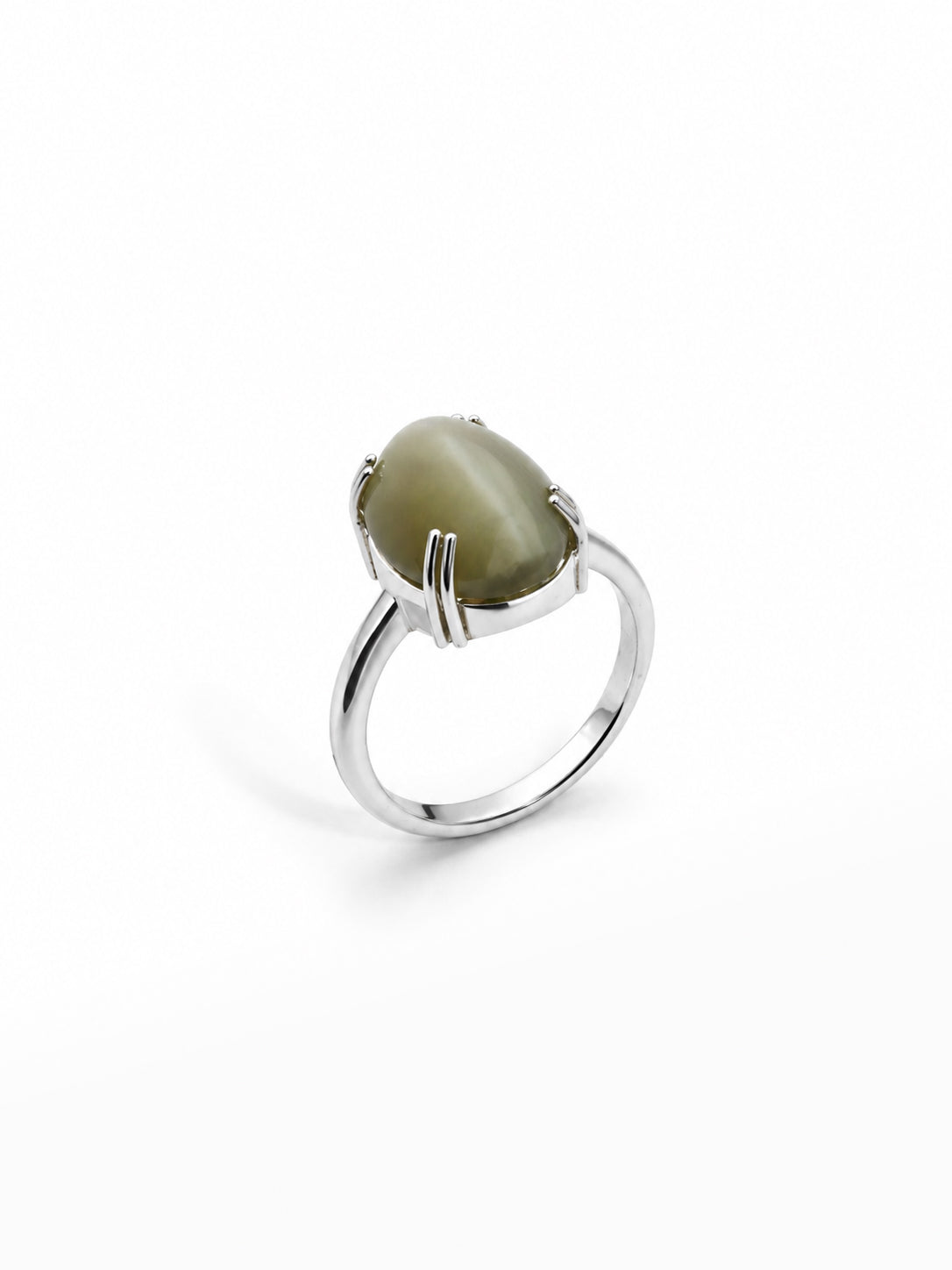 Moraebi Dual Prong 03 — Natural Cat's Eye (Lehsunia) Skin-Touch Rashi Ratna Ring