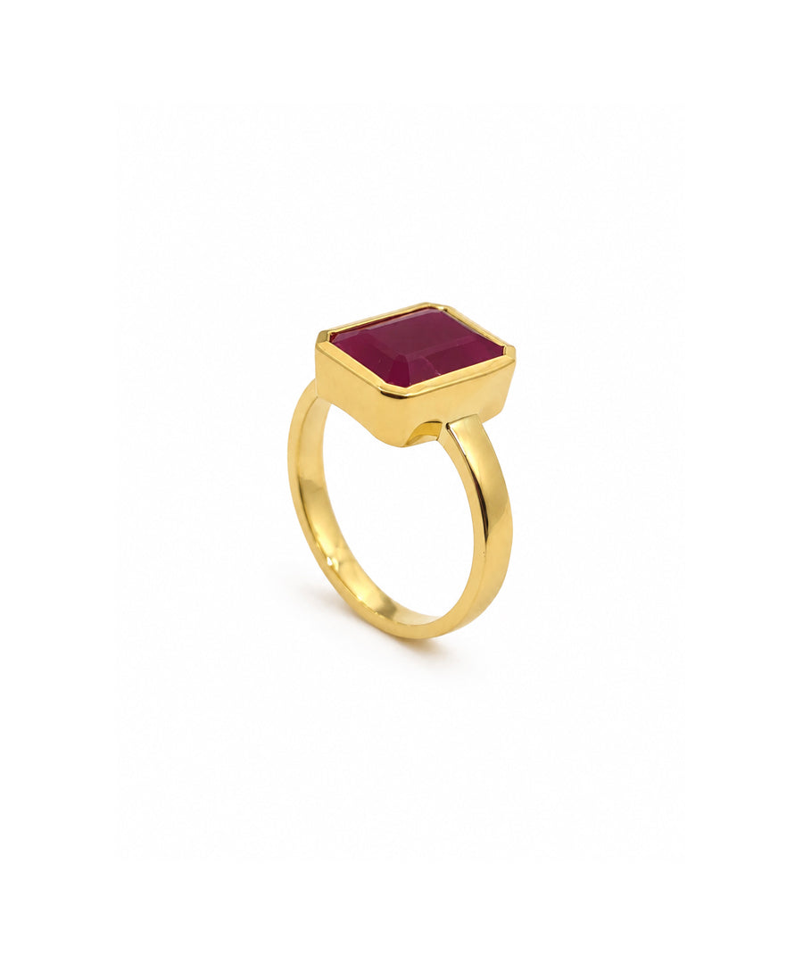 Natural Ruby Manik Astrology Ring with Open Skin-Touch Setting