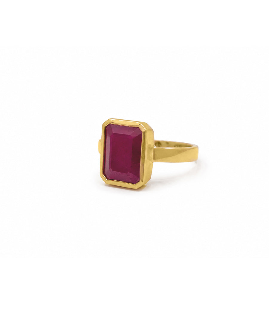 Moraebi Natural Ruby Manik Vedic Gemstone Ring in 14K Gold