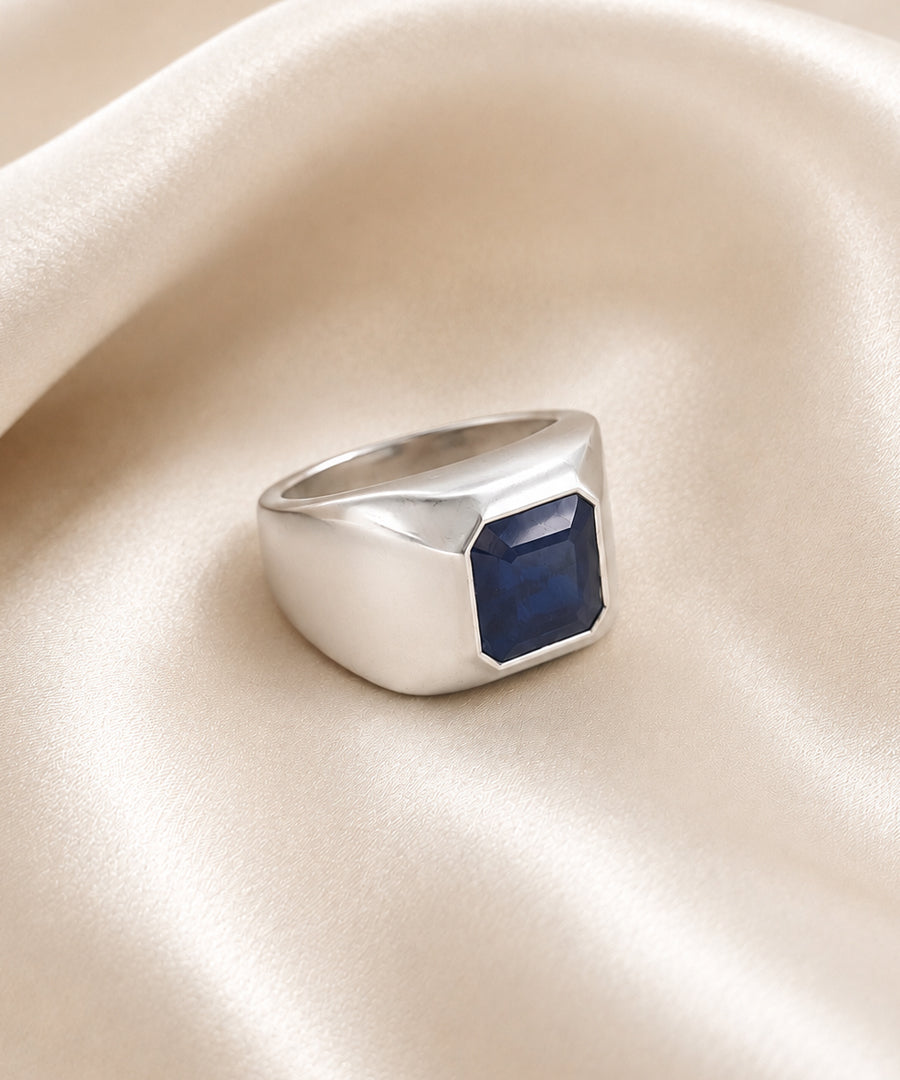Moraebi Milgrain 14 — Natural Blue Sapphire (Neelam) Skin-Touch Rashi Ratna Ring