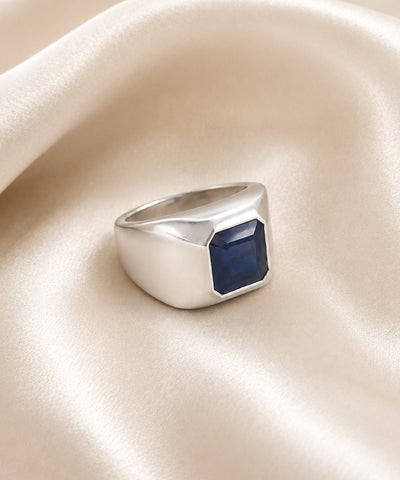 Moraebi Milgrain 14 — Natural Blue Sapphire (Neelam) Skin-Touch Rashi Ratna Ring