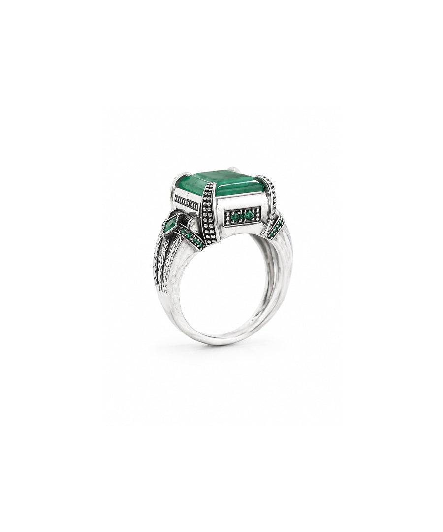 Certified Untreated Emerald Panna Astrology Ring in 925 Silver