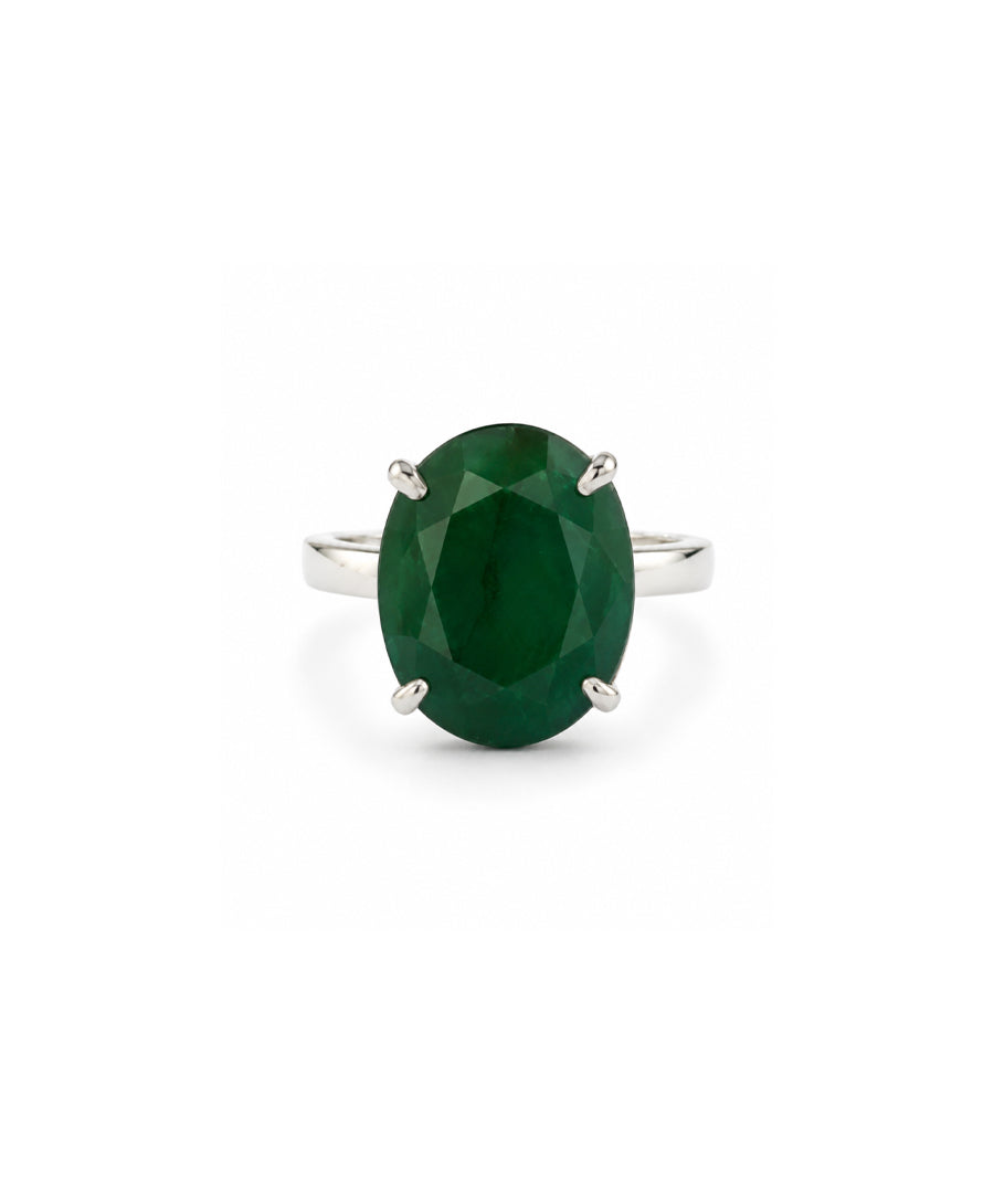 Moraebi Signet 15 — Natural Emerald (Panna) Skin-Touch Rashi Ratna Ring