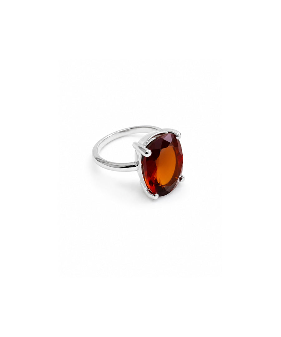 Moraebi Multi-Rail 14 — Natural Hessonite (Gomed) Skin-Touch Rashi Ratna Ring