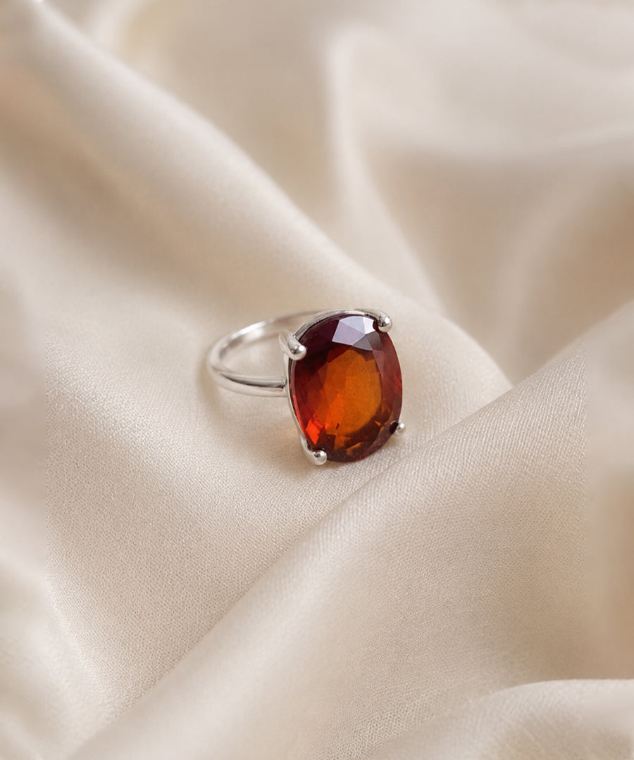Moraebi Multi-Rail 14 — Natural Hessonite (Gomed) Skin-Touch Rashi Ratna Ring