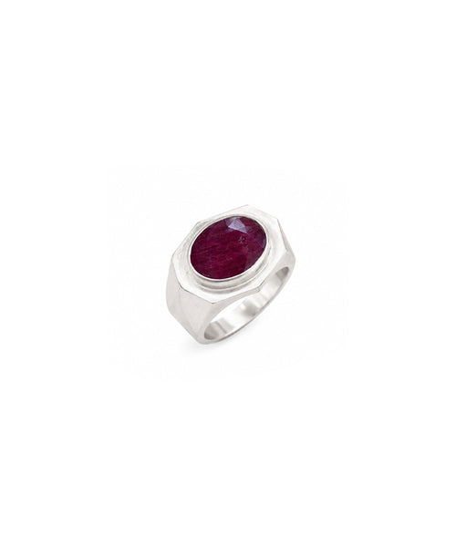 Natural Ruby Manik Skin-Touch Rashi Ratna Ring in 925 Silver