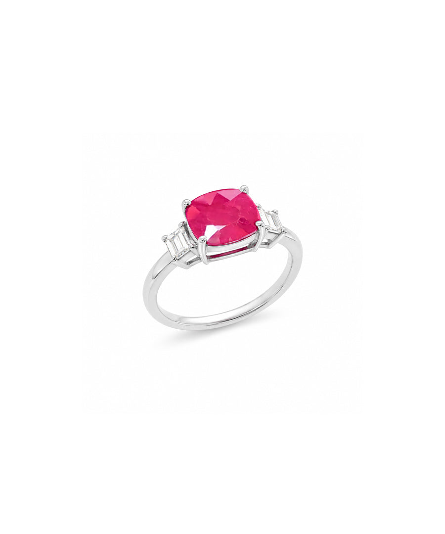 Side View of Natural Ruby Manik Skin-Touch Ring with Textured Details