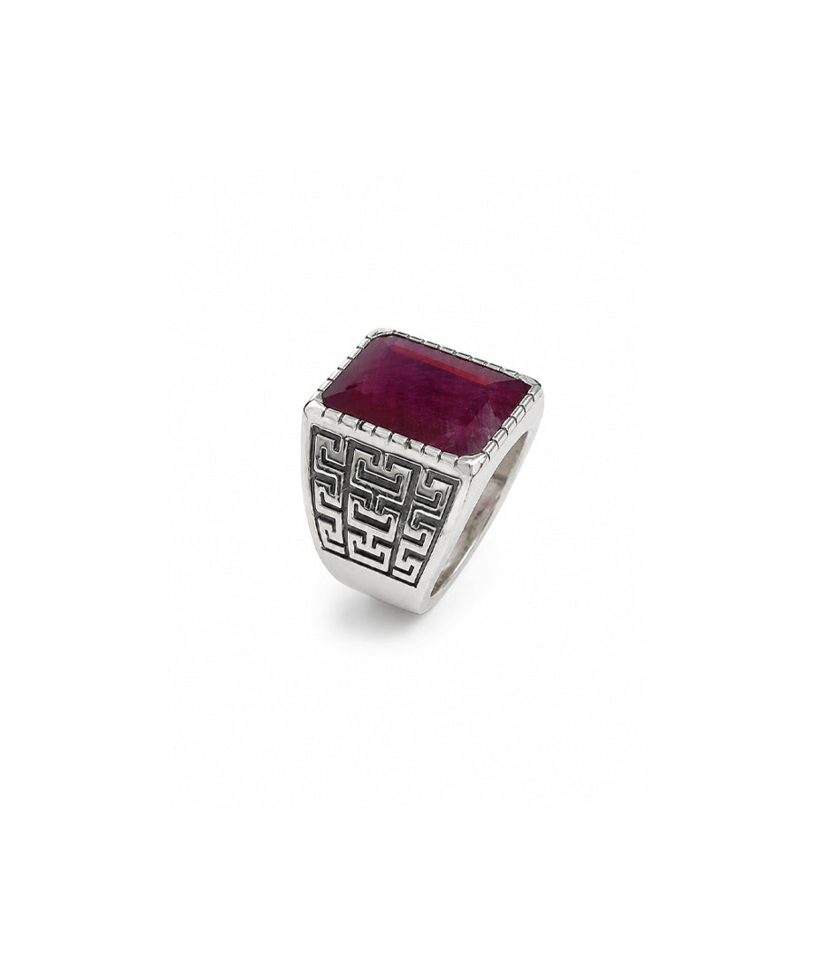 Natural Ruby Manik Gemstone Ring with 925 Silver Skin-Touch Setting