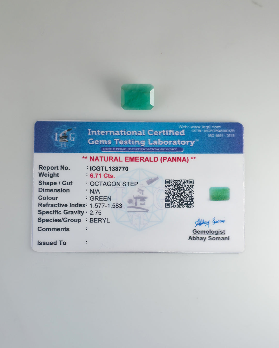 Emerald (Panna) — 7.31 ratti, Untreated, Unheated | EM-8770