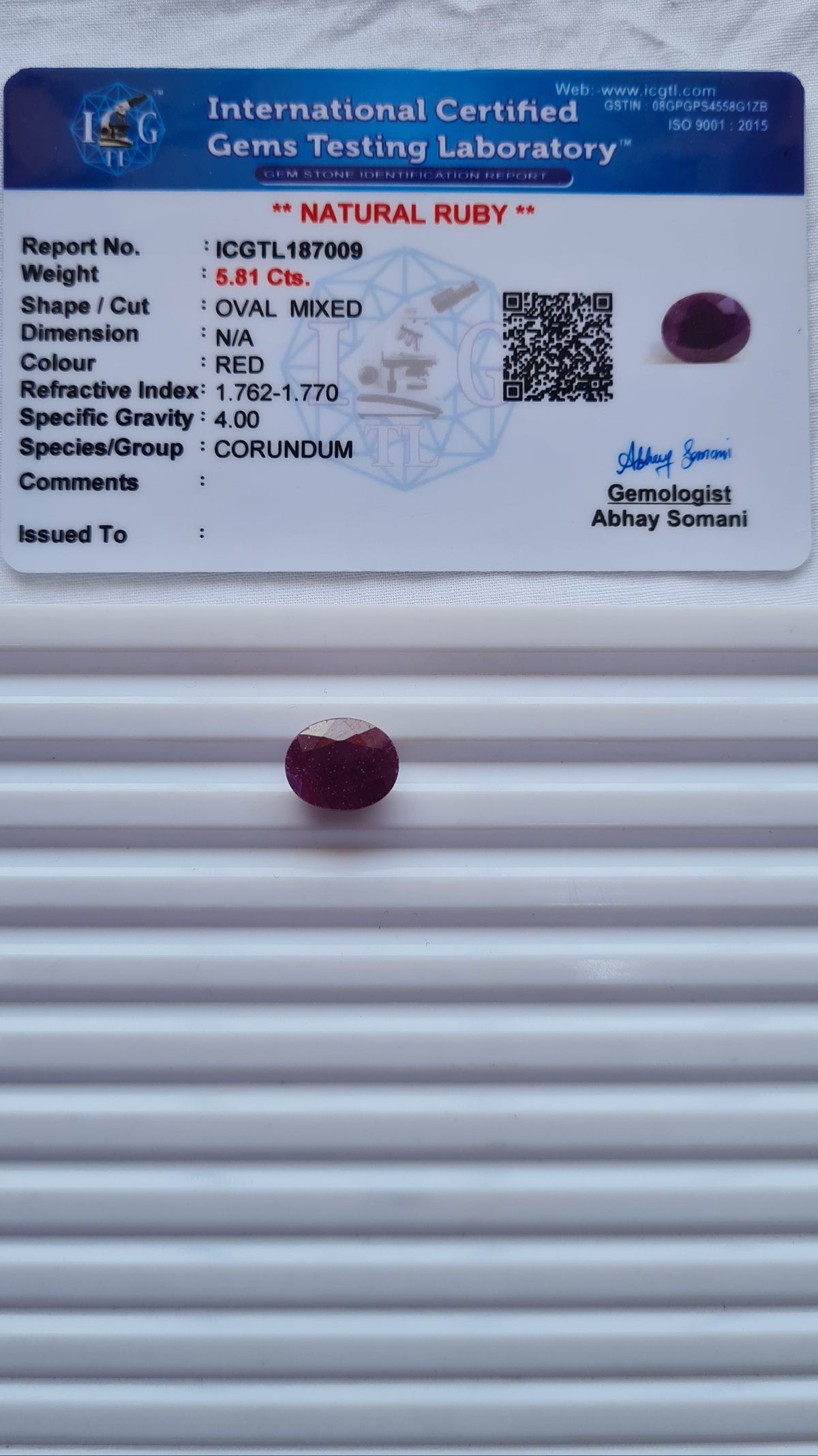 Ruby — 6.33 ratti, Untreated , Unheated |RB-7009
