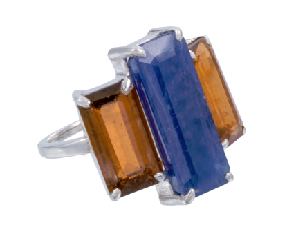 Moraebi Three-Gem 04 — Natural Mixed Gemstones (Ratna Trio) Skin-Touch Rashi Ratna Ring