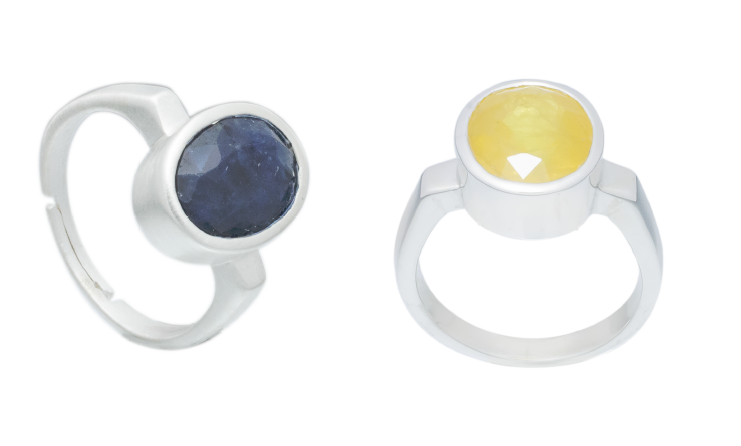 Moraebi Gemstone Duo 07 — Natural Sapphire (Neelam / Pukhraj) Skin-Touch Rashi Ratna Ring